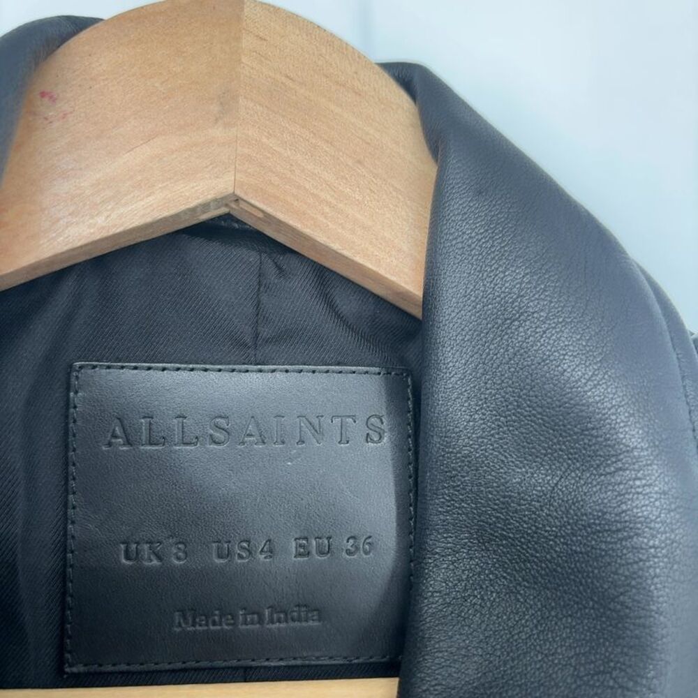 All Saints Black Leather Moto Jacket - Picture 2 of 5